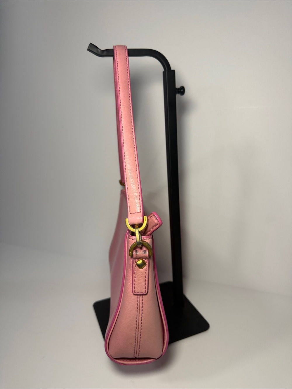 MCM Pink Leather Baguette Shoulder Bag | Bow Hardware Coquette Y2K - Picture 7 of 17